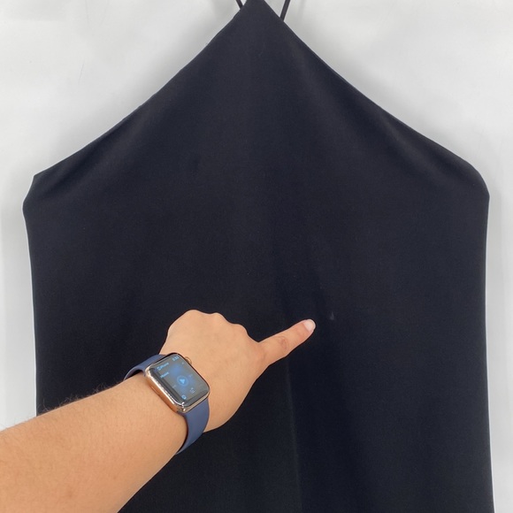 Milly Halter Neck Cascade Back Dress Solid Black Flowy Cocktail Event Size 8 - Picture 5 of 11